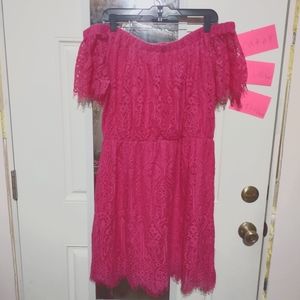 Maurices hot pink lace off shoulder dress